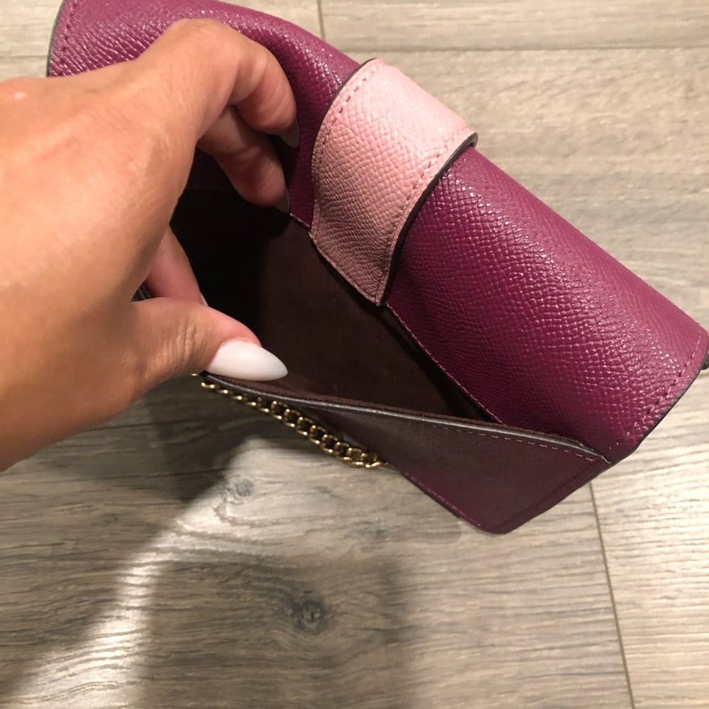 Coach Bowery Pink and Purple Crossbody Bag with Jeweled Buckle and Gold Accents - Picture 3 of 12